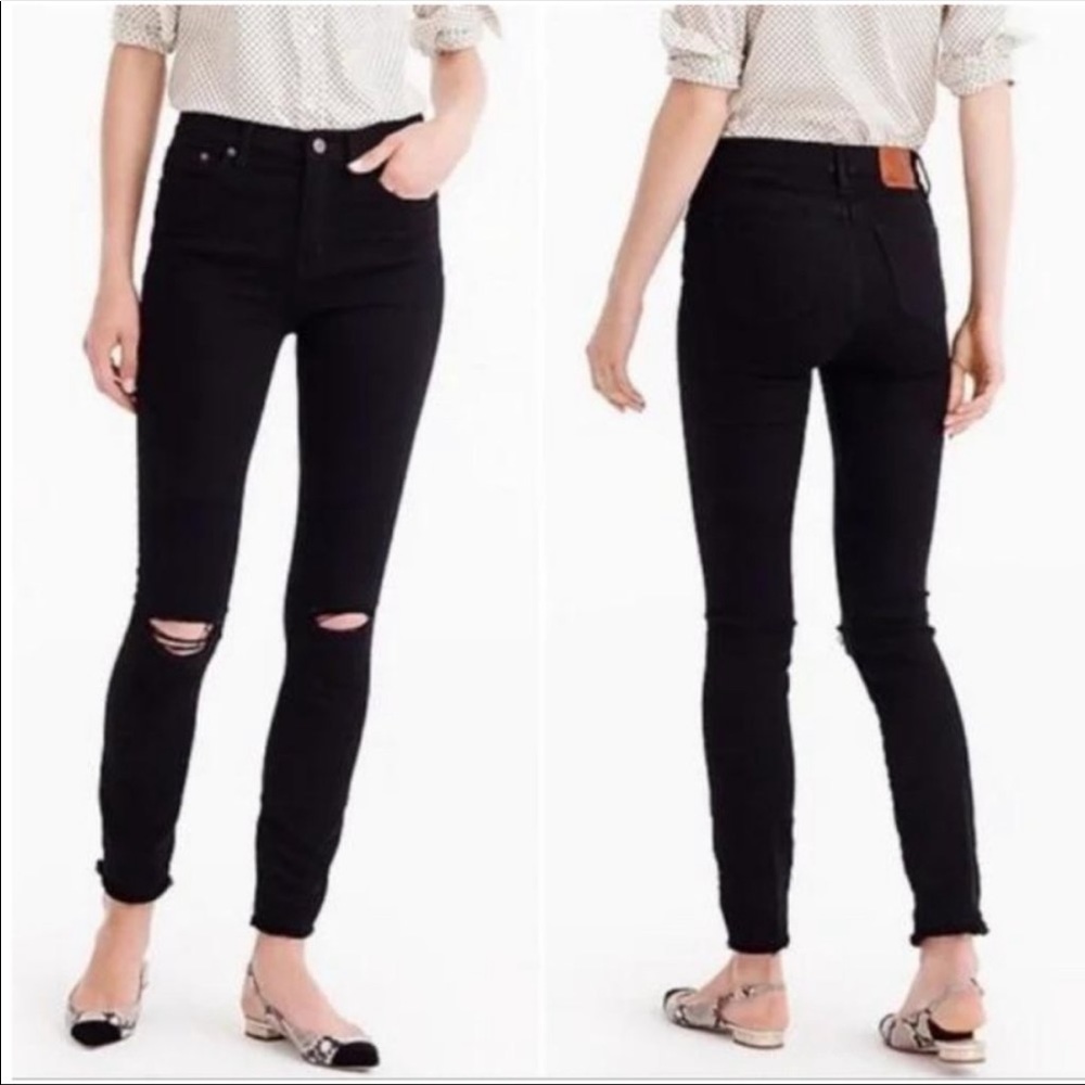 NWT J Crew Lookout High Rise Skinny Jeans Raw Hem Distressed, Size 26 - Petite
